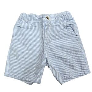 Janie and Jack Boys Blue White Seersucker Striped Shorts Size 5 Adjustable Waist